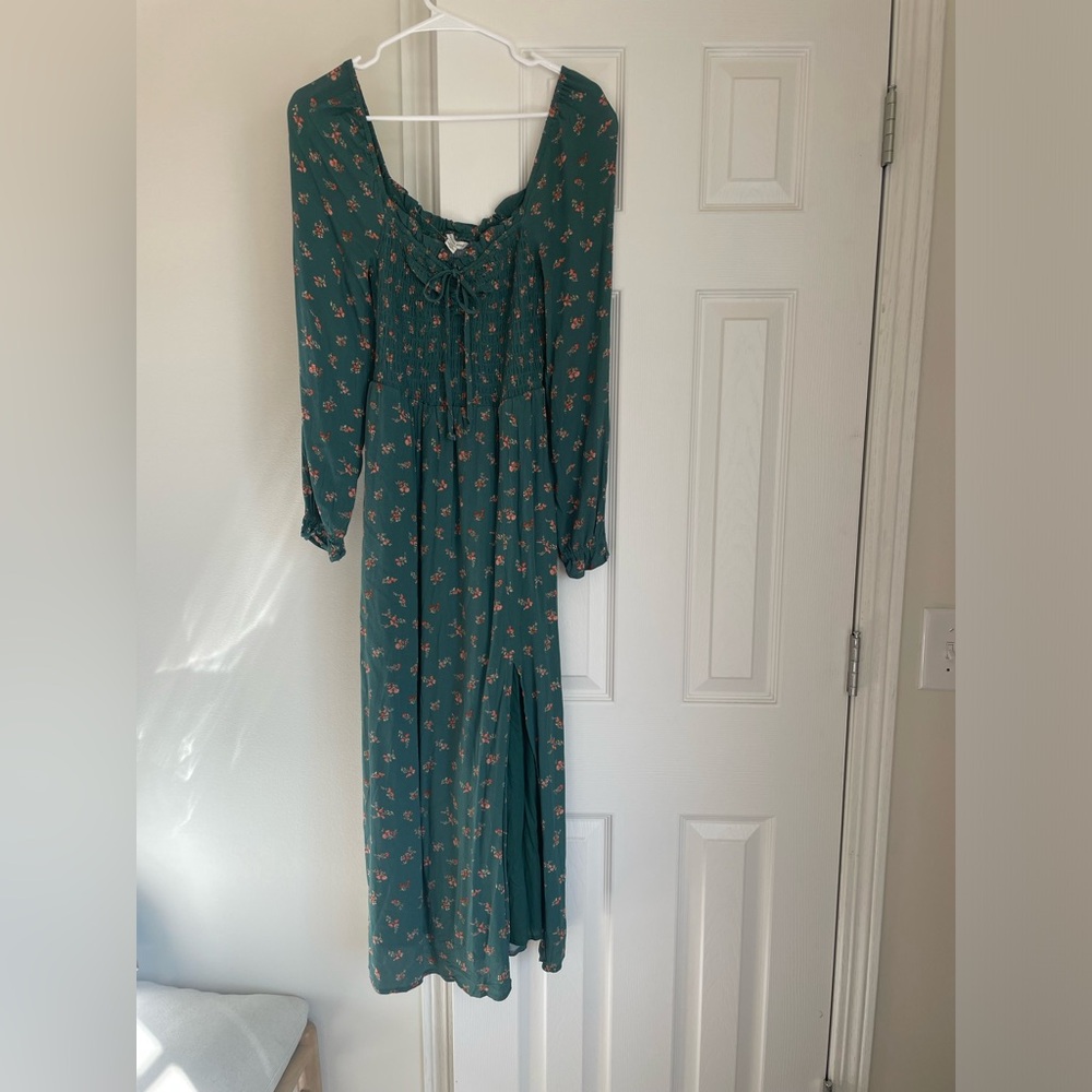 American Eagle Green Floral Maxi Dress